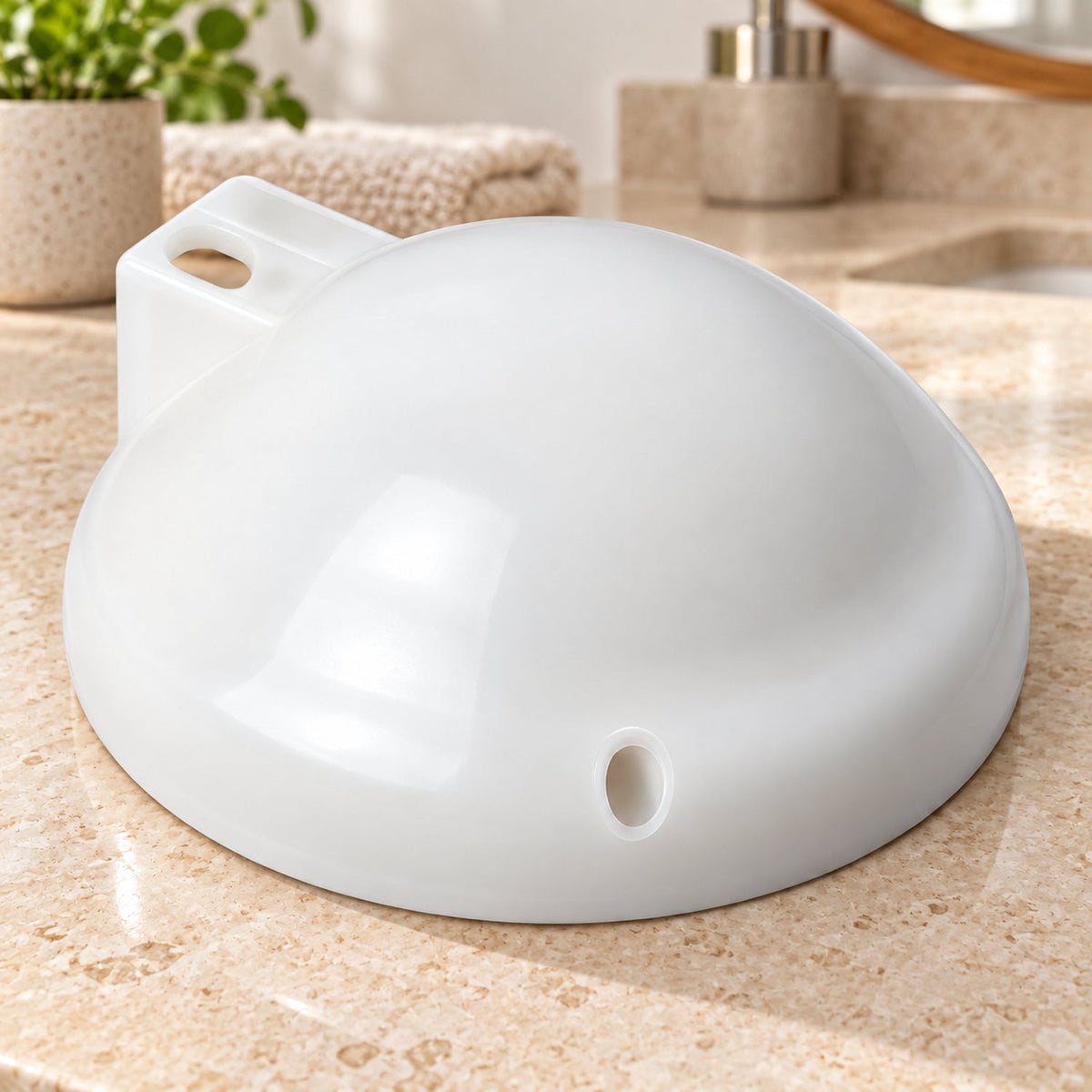 Tapa Blanca para Ducha Premium Zent — fotografía contextual de la pieza suelta