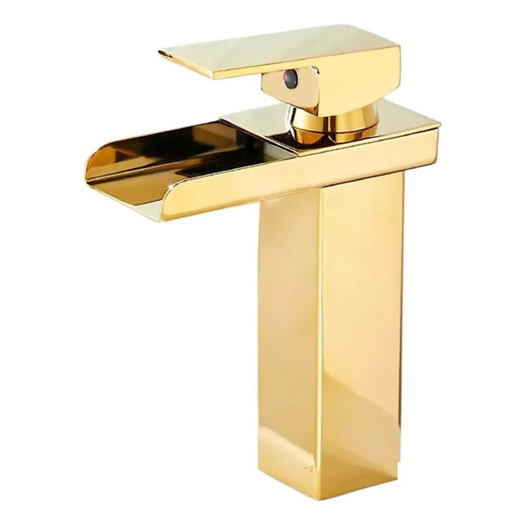 Grifería Monocontrol Lavamanos Cascada Oro Brillante 20 cm
