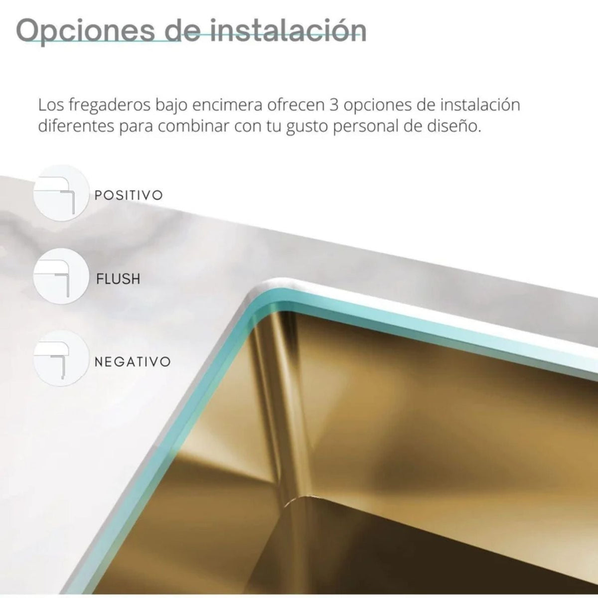 Lavaplatos Empotrado Acero 304 Dorado Mate 60 X 45 X 21 cm