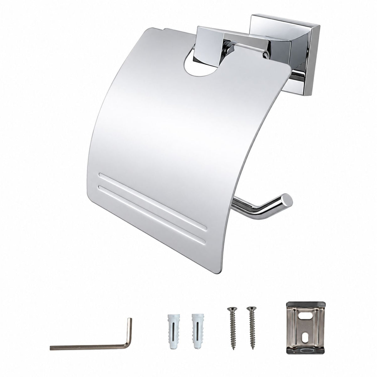 Portarrollos para Baño con Tapa Base Cuadrada Cromado