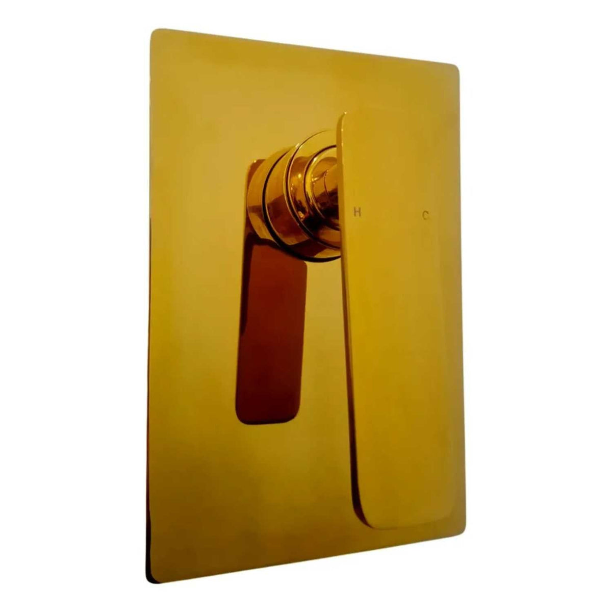 Grifería Monocontrol Ducha Plano Oro Empotrada 18 X 12 cm