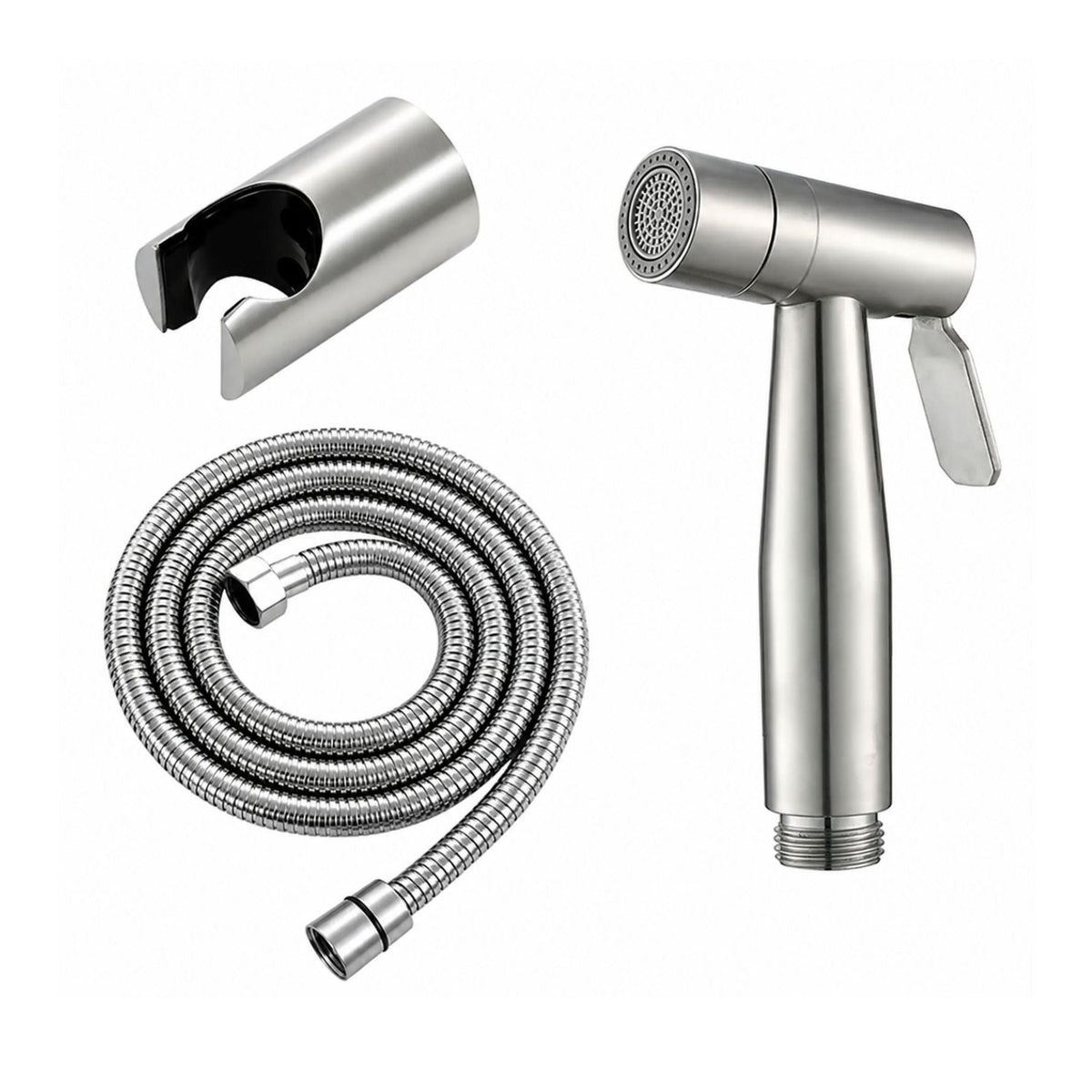 Kit Ducha Bidet Satinado En Acero 304 Con Manguera Y Soporte