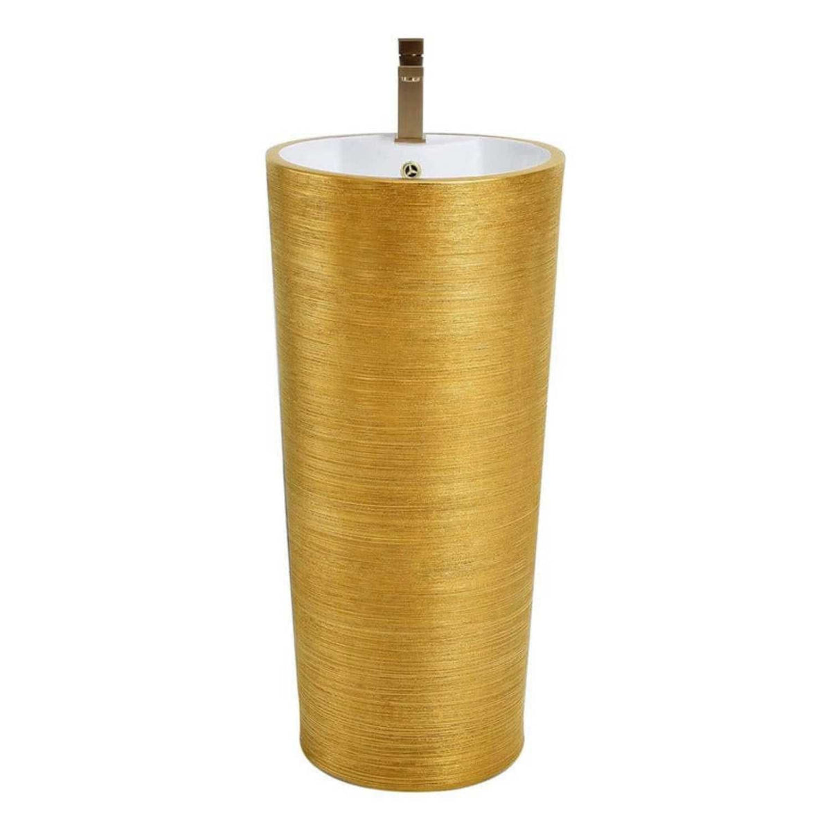 Lavamanos de Pedestal Pilón Color Oro Redondo 83 × 40 cm