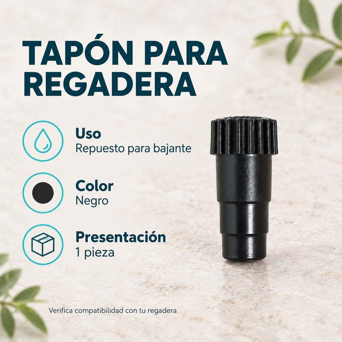 Tapón Negro Para Bajante De Regadera — uso, color y presentación por unidad
