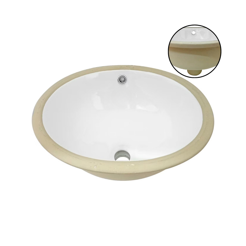 Lavamanos Redondo De Incrustar Blanco De 33 X 28,5 X 17 Cm