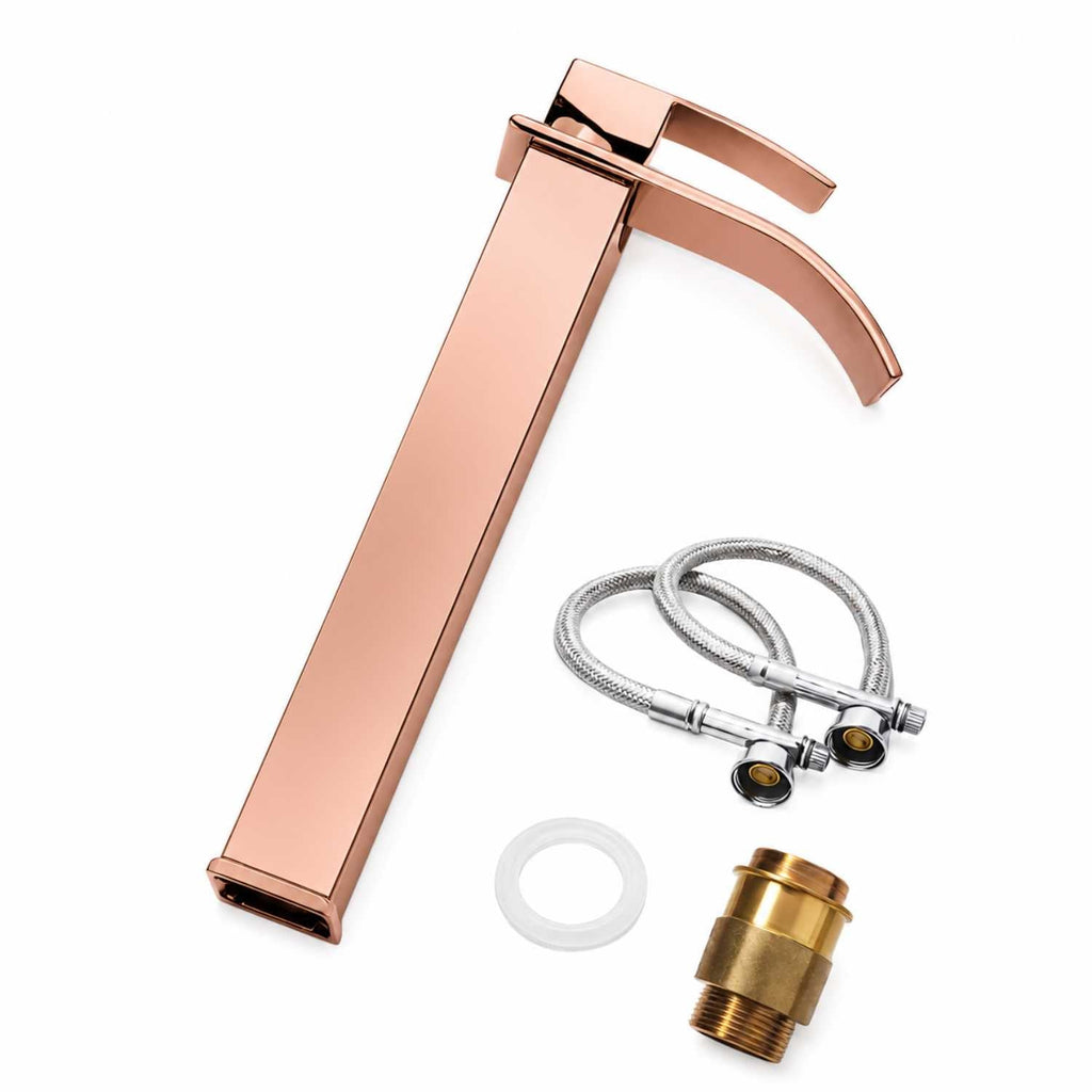 Grifería Monocontrol Alta Milán Oro Rosa Para Lavamanos 30 cm