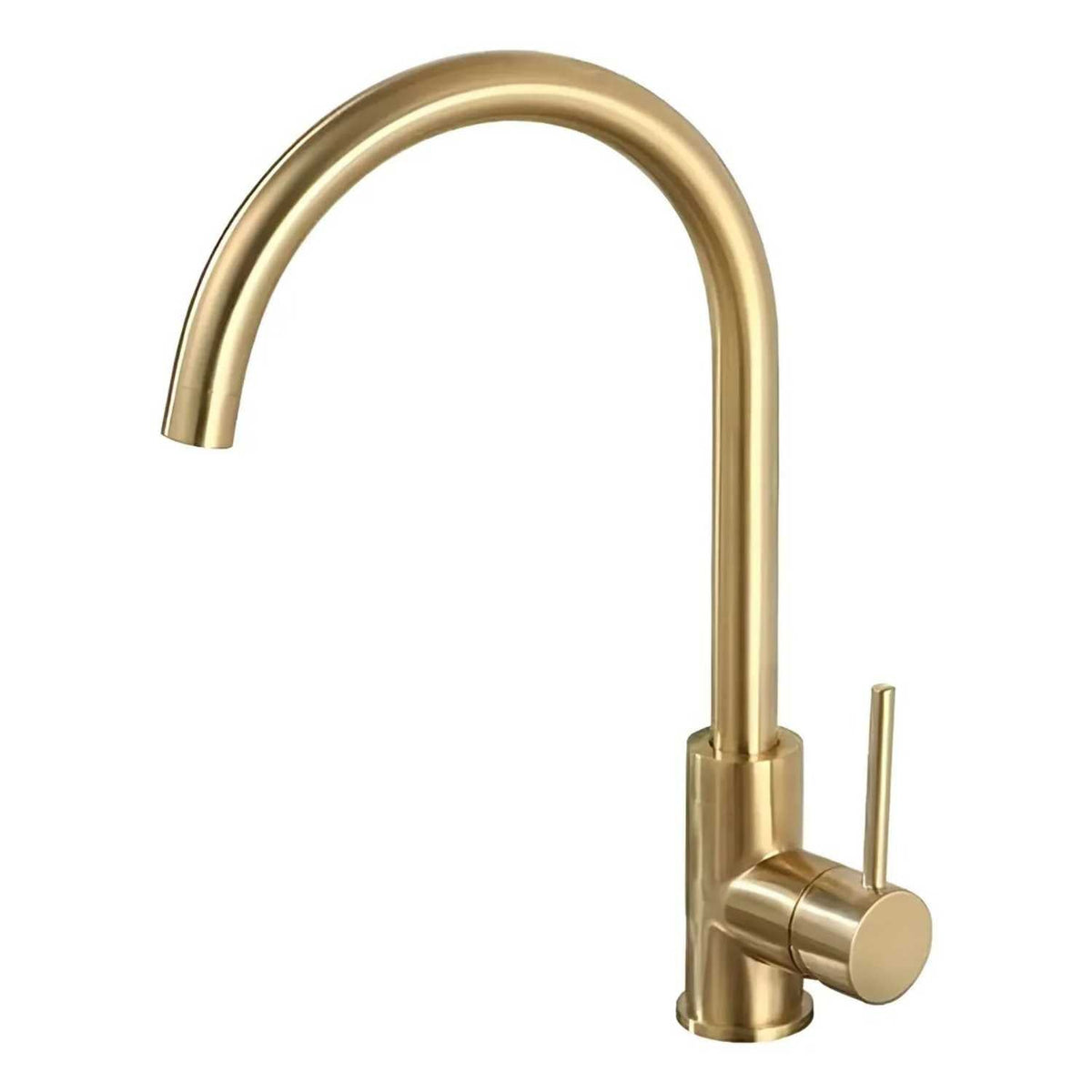 Grifería Lavaplatos Monocontrol Cuello Cisne Oro Cepillado 32 Cm