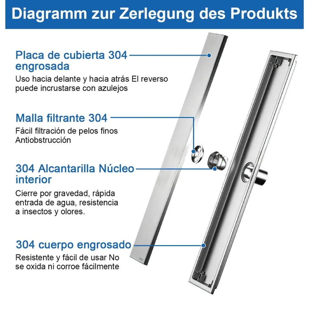 Rejilla Piso Invisible Acero SatinMate 60X10