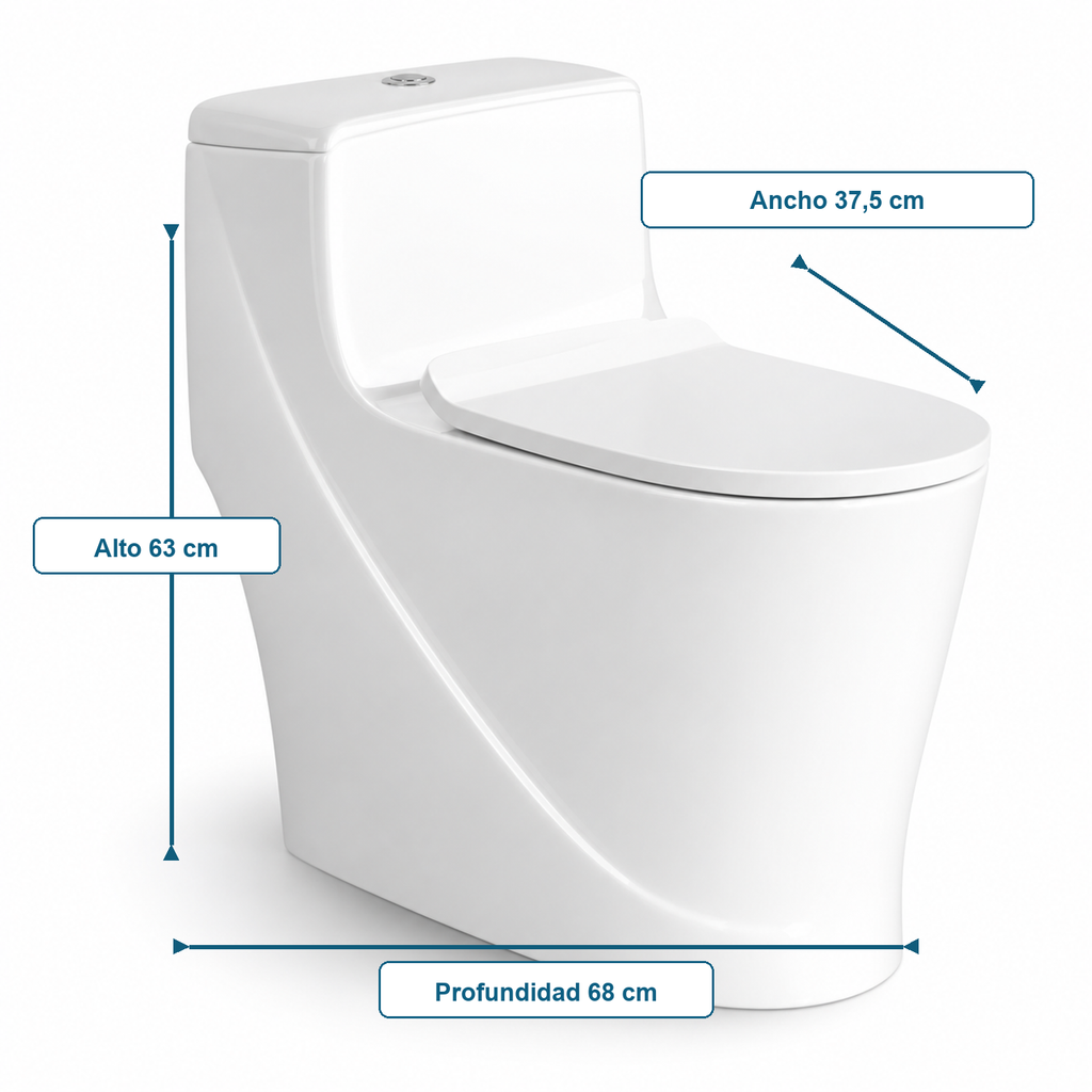 Sanitario One Piece S-Trap 300 mm 68 x 37,5 x 63 cm - medidas
