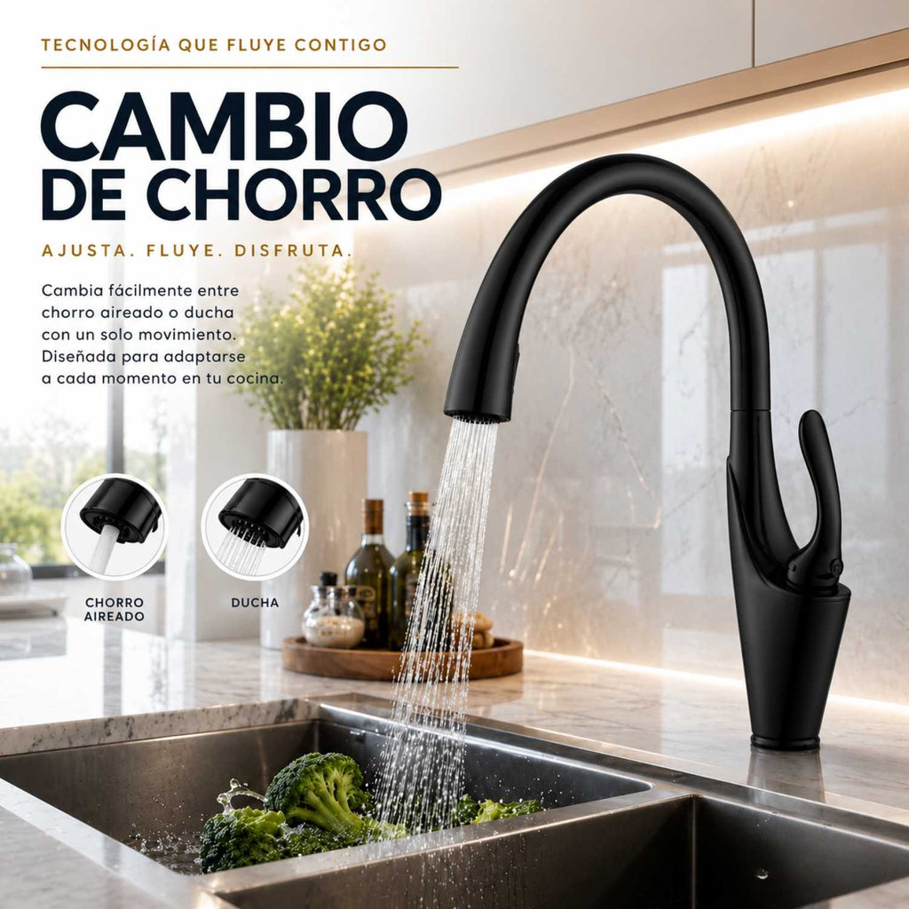 Grifería Monocontrol Lavaplatos Cisne Industrial Extraíble