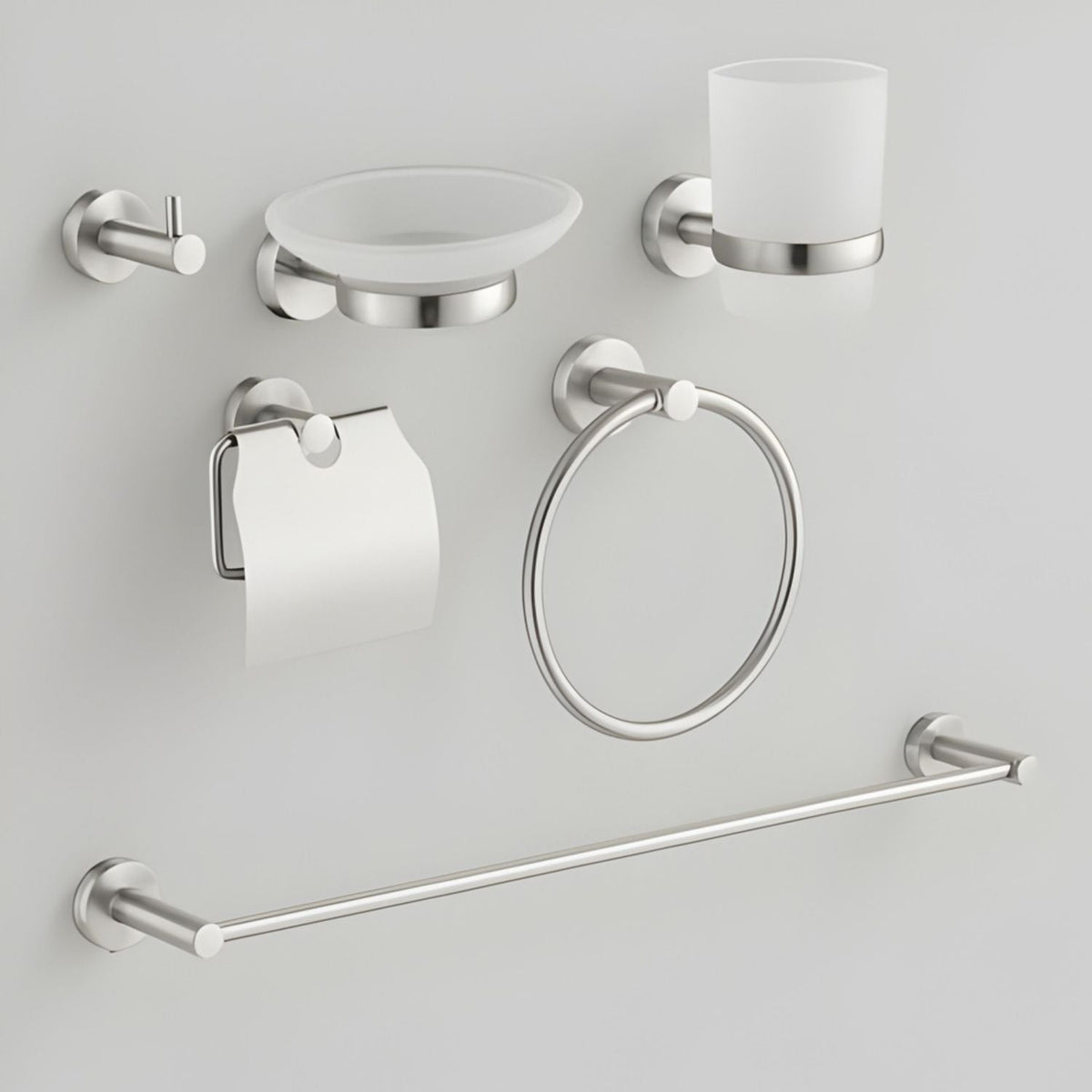 Juego De Accesorios Para Baño X 6 Sovrano Níquel Texturiza