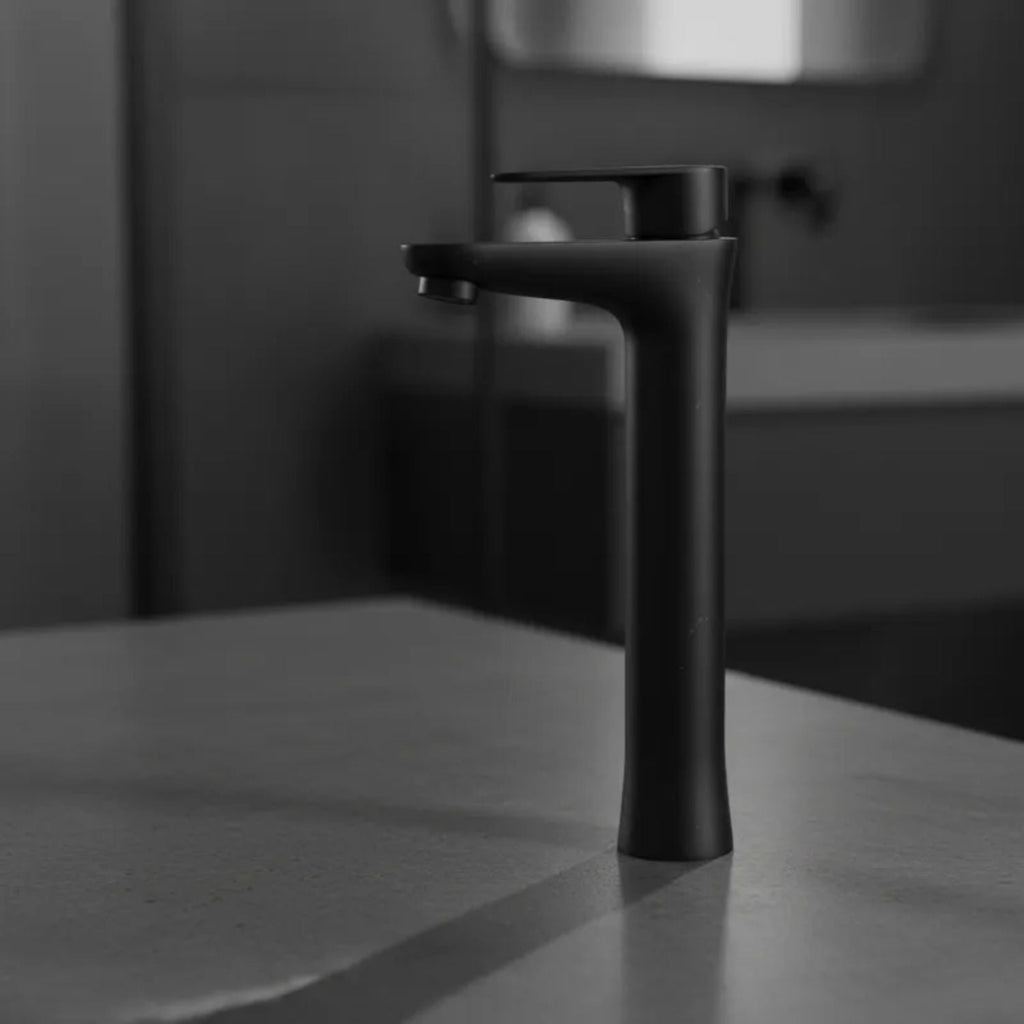 Lavamanos Monocontrol Alto Posto Negro Mate Diseño Moderno