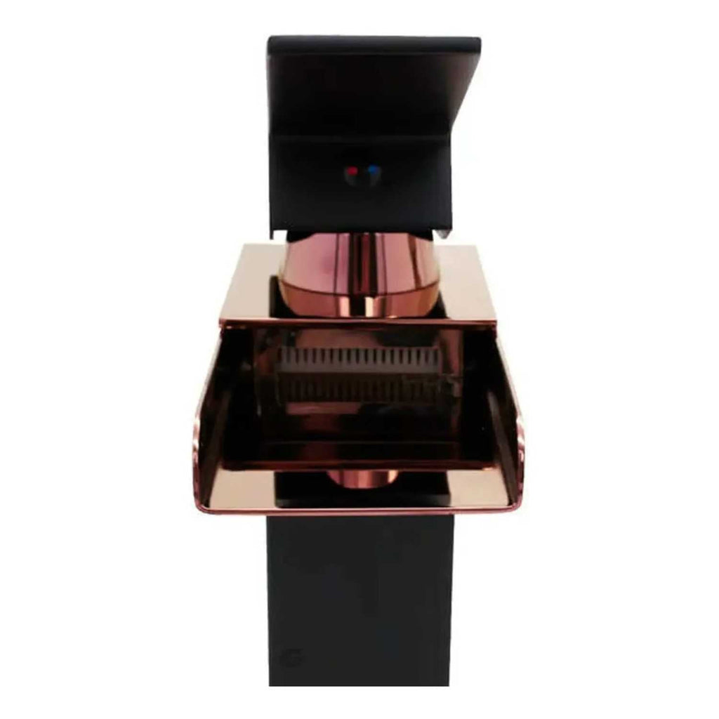 Grifería Monocontrol Lavamanos Cascada Negro Y Oro Rosa 18 cm