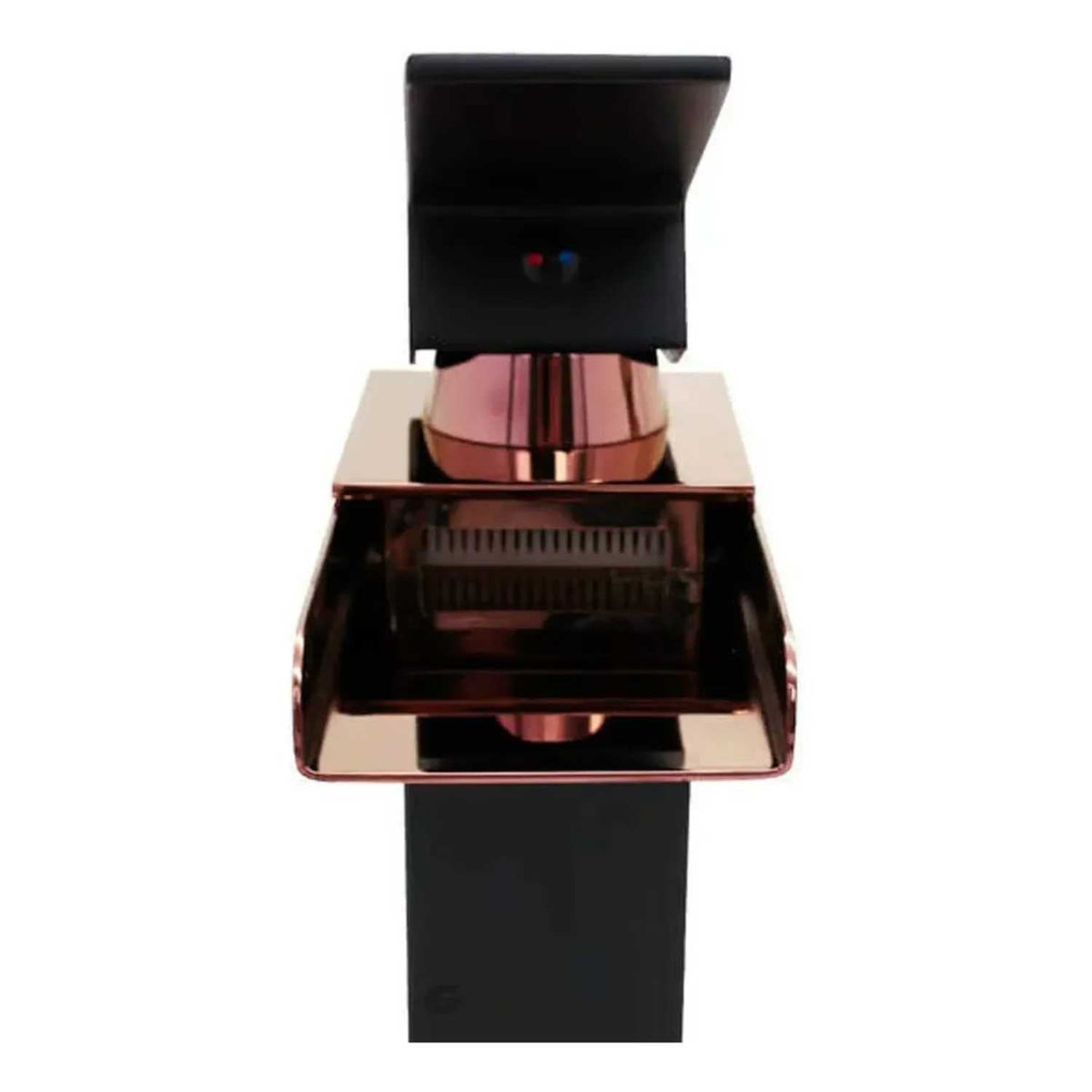 Grifería Monocontrol Lavamanos Cascada Negro Y Oro Rosa 18 cm