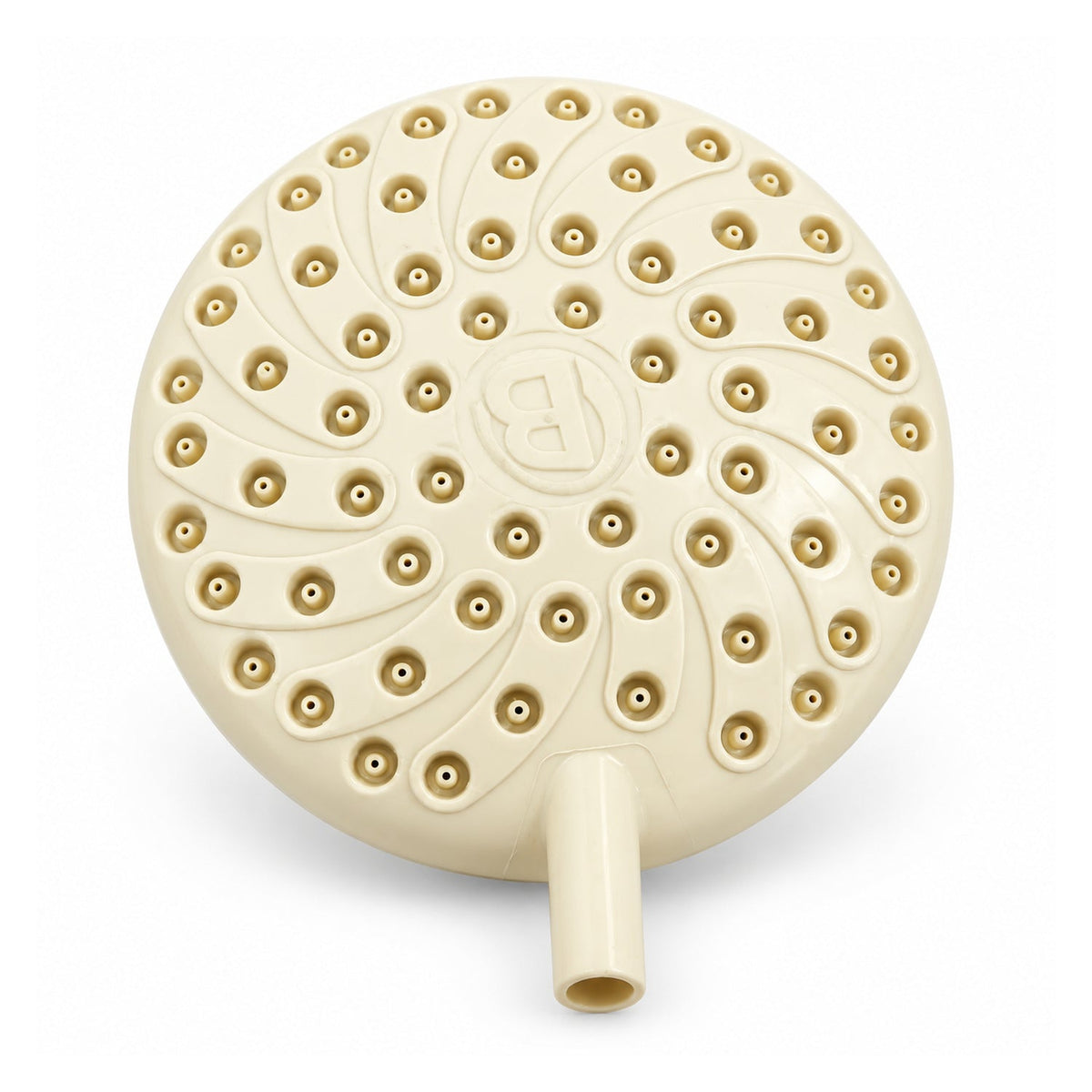 Regadera beige de repuesto con bajante lateral y perforaciones en espiral