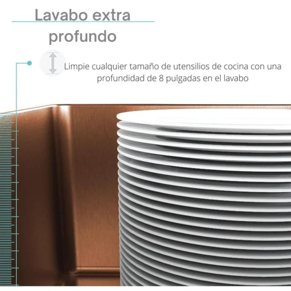 Lavaplatos Empotrado Acero 304 Oro Rosa 60 X 45 X 21 cm