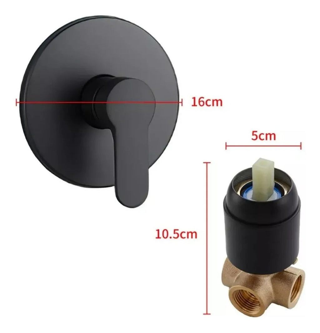 Grifería para Ducha Monocontrol Negro Metálico Redonda, Sistema Universal de 1/2", Cuerpo en Bronce