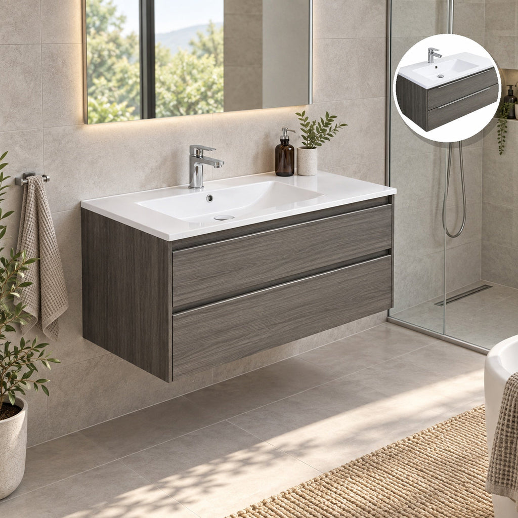 Combo Mueble De Baño RH Flotante Con Lavamanos Integrado 80 X 47 Cm - ambientación principal