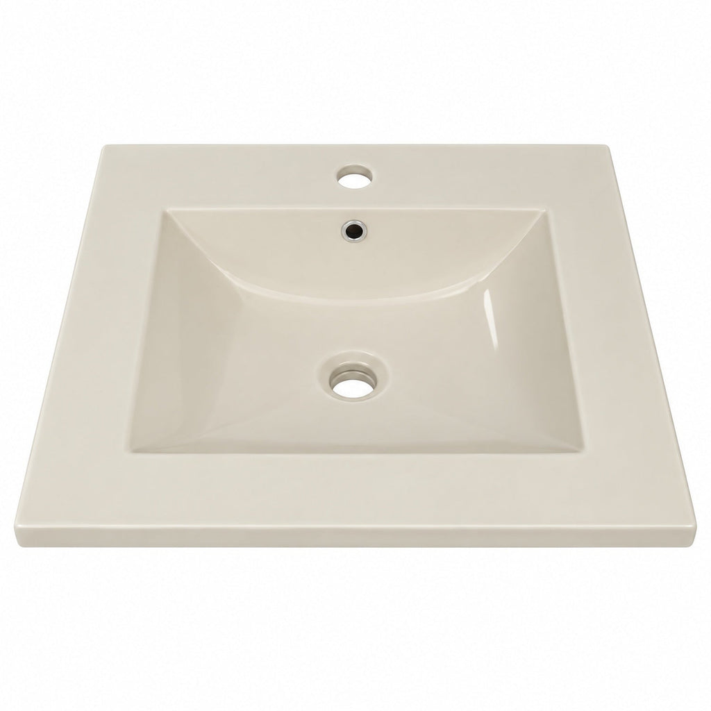 Lavamanos Integrado De Porcelana Beige 41 X 41 Cm - producto sobre fondo blanco