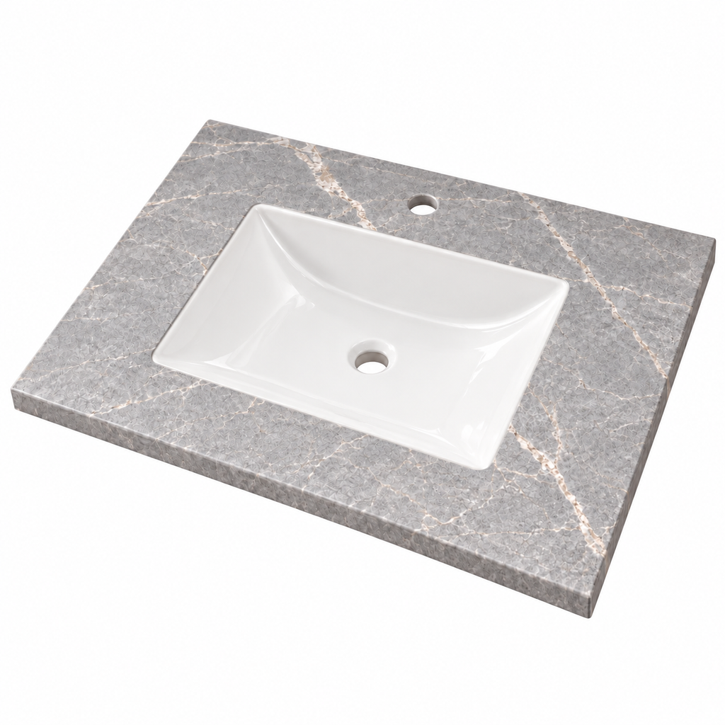 Lavamanos Integrado De Porcelana Gris Tausá 50 X 40 Cm sobre fondo claro