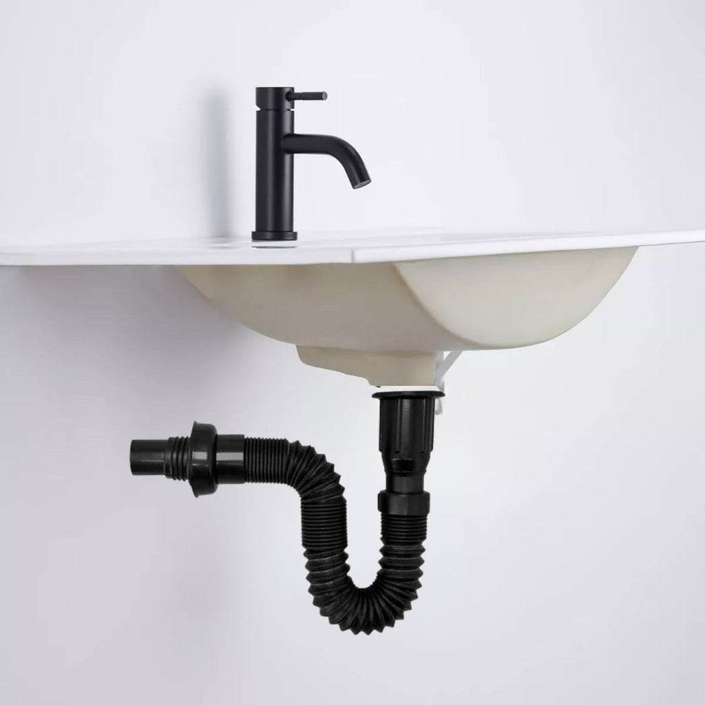 Set X 3 Desague Sifon Push Negro Corrugado Orientable
