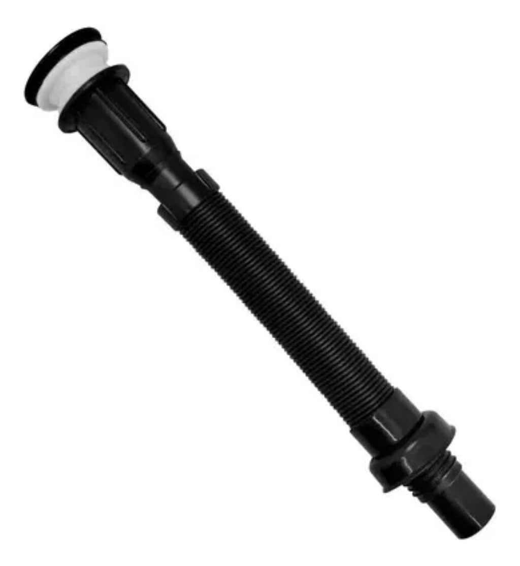 Set X 3 Desague Sifon Push Negro Corrugado Orientable