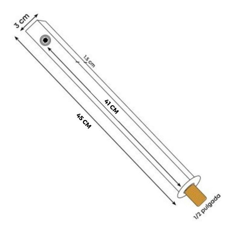 Tubo Regadera Cuadrado 40 cm Metálico