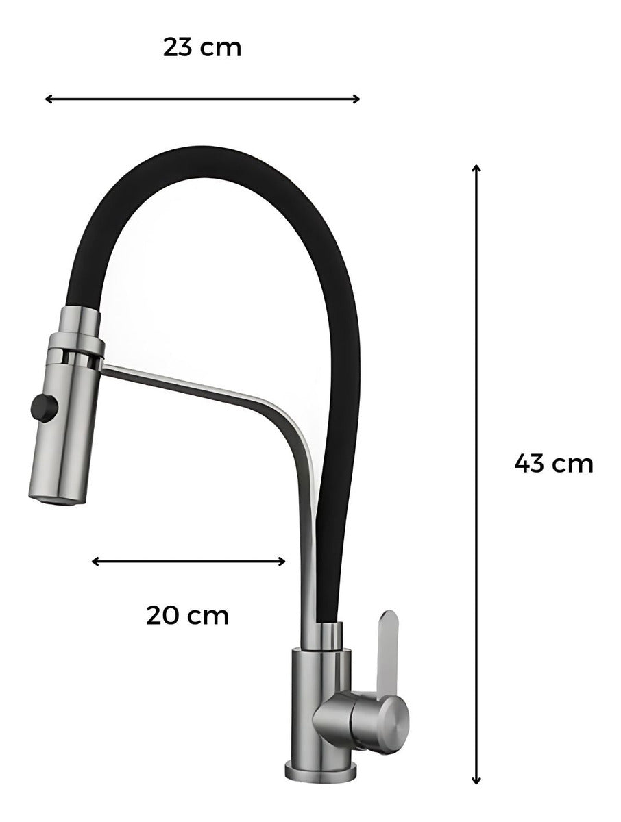 Kit Grifería Para Cocina Cuello Flexible Monocontrol Negra
