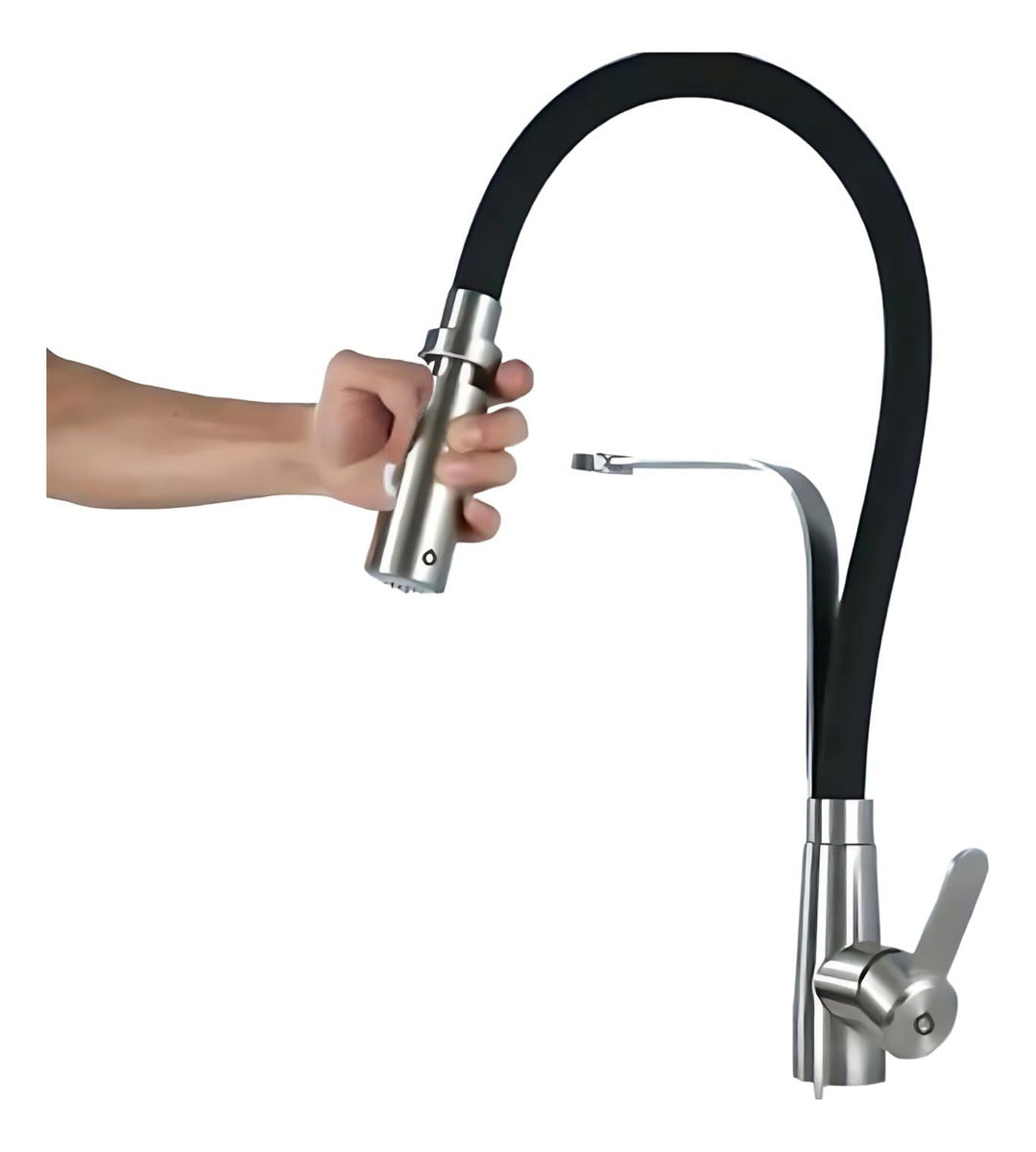 Kit Grifería Para Cocina Cuello Flexible Monocontrol Negra