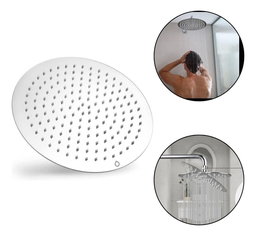 Regadera Acero Ultraplana 20 cms Redonda Alta Calidad Sin Tubo