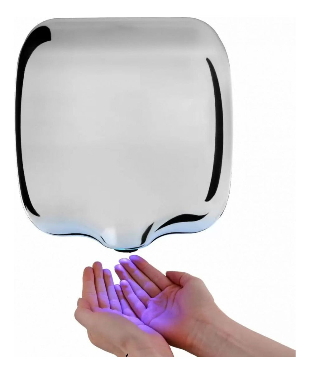 Secador de Manos Grande en Acero Inoxidable 304 Brillante 1800 W 110 V con LED Azul y Velocidad Ajustable