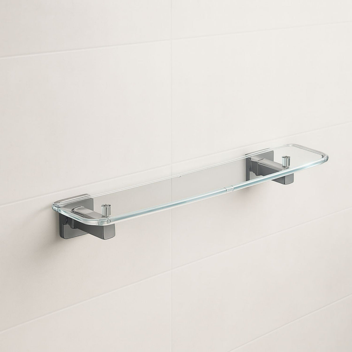 Repisa Acrílica Transparente 45Cm Soportes Cromados Alta Resistencia