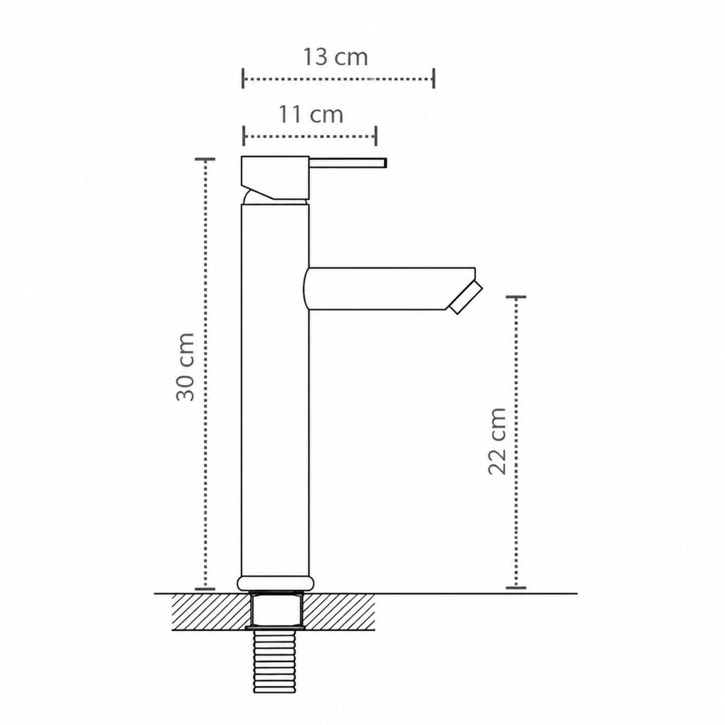 Grifería Alta Monocontrol para Lavamanos Agua Fría Acero Inoxidable 30 cm