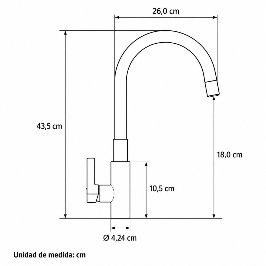 Grifería Monocontrol para Lavaplatos Cuello Flexible Verde 43,5 cm