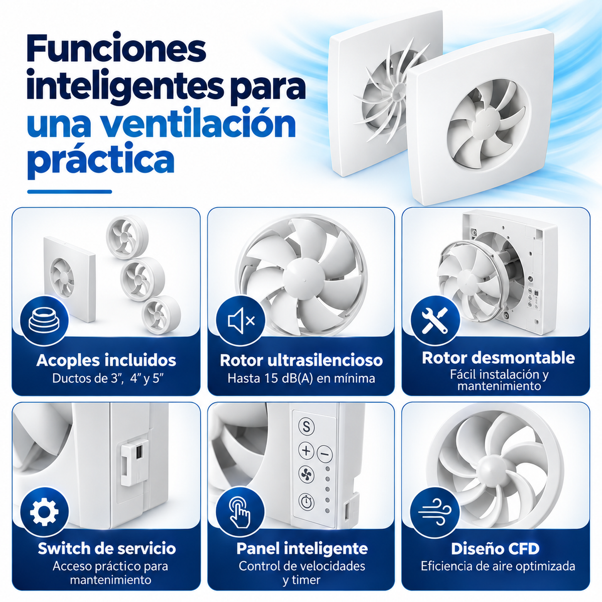 Funciones inteligentes del extractor Emax Plus con Sensor de Humedad
