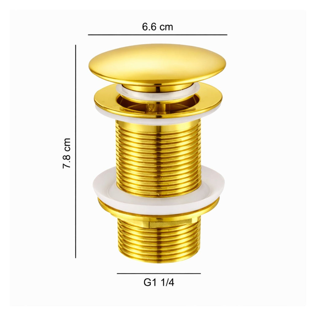 Kit Grifería Cascada Oro 28 cm Y Desagüe Push Oro 7,8 cm