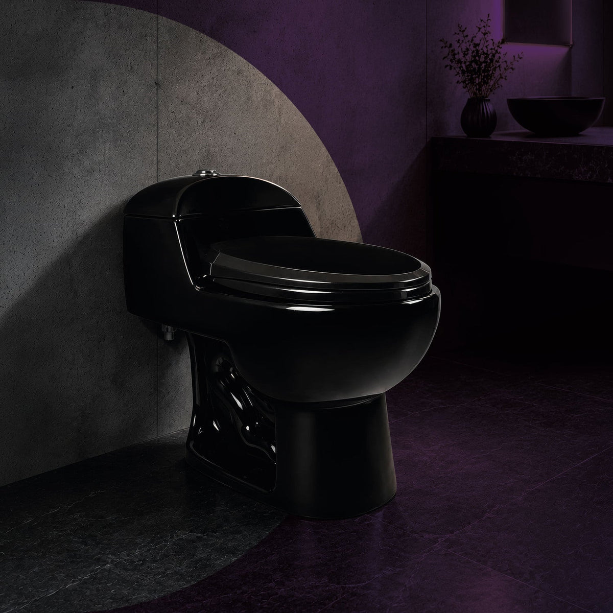 Sanitario One Piece Negro Brillante 67 × 40 × 60 cm — ambientación