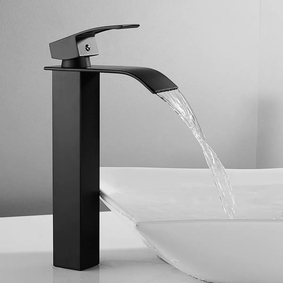 Kit Grifería Milán Negro Mate 28 cm Y Desagüe Push Negro 7,8 cm