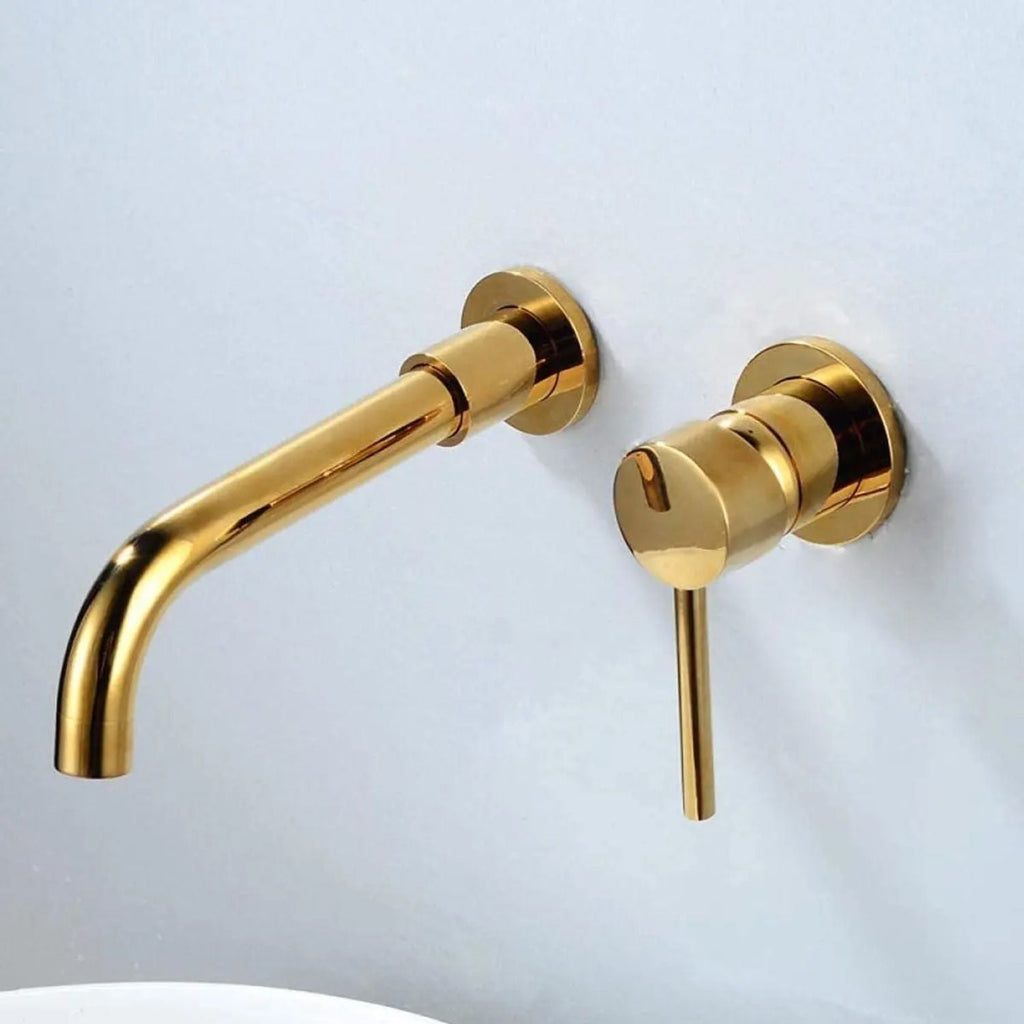 Grifería Monocontrol Lavamanos De Pared Oro Vintage