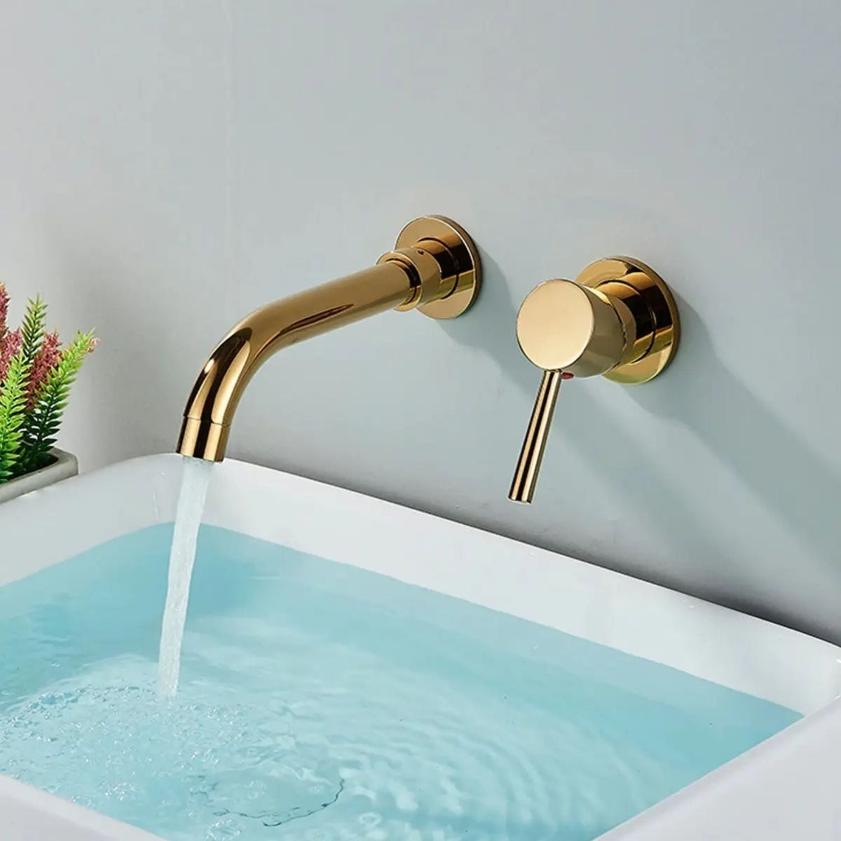 Grifería Monocontrol Lavamanos De Pared Oro Vintage