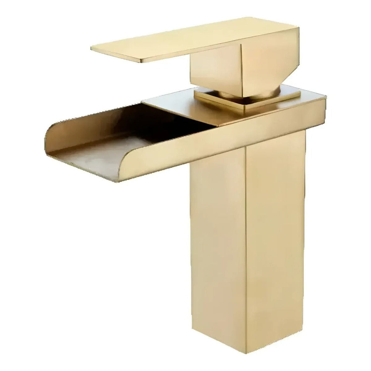 Grifería Monocontrol Lavamanos Cascada Oro Cepillado 20 cm