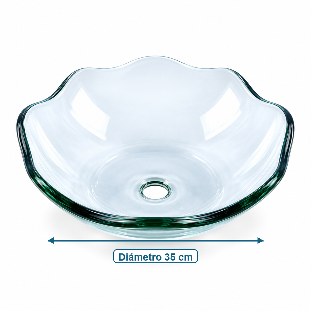 Lavamanos Concha En Cristal Transparente 35 Cm medidas
