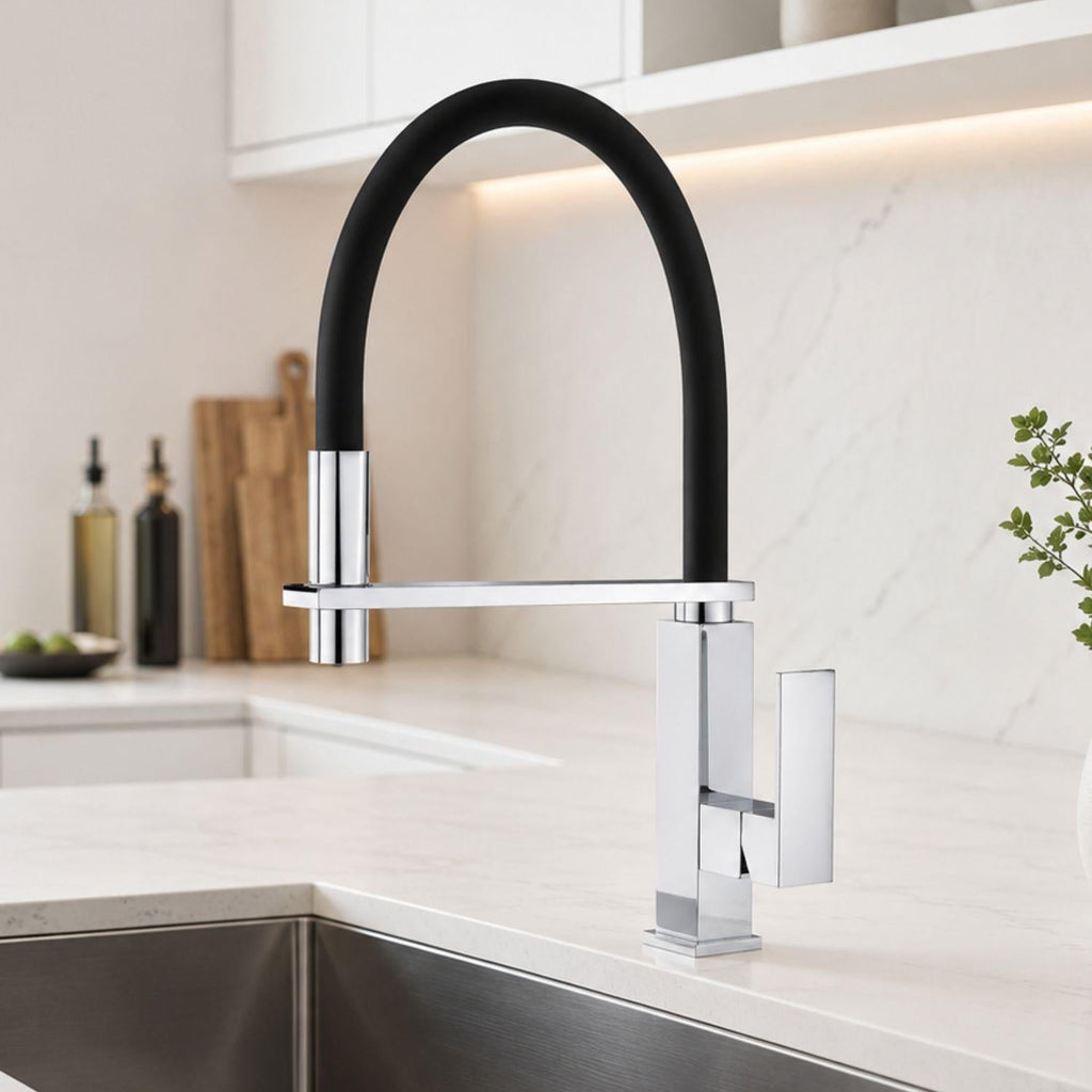 Grifería Lavaplatos Monocontrol Flexible Cromada Elegance Premium