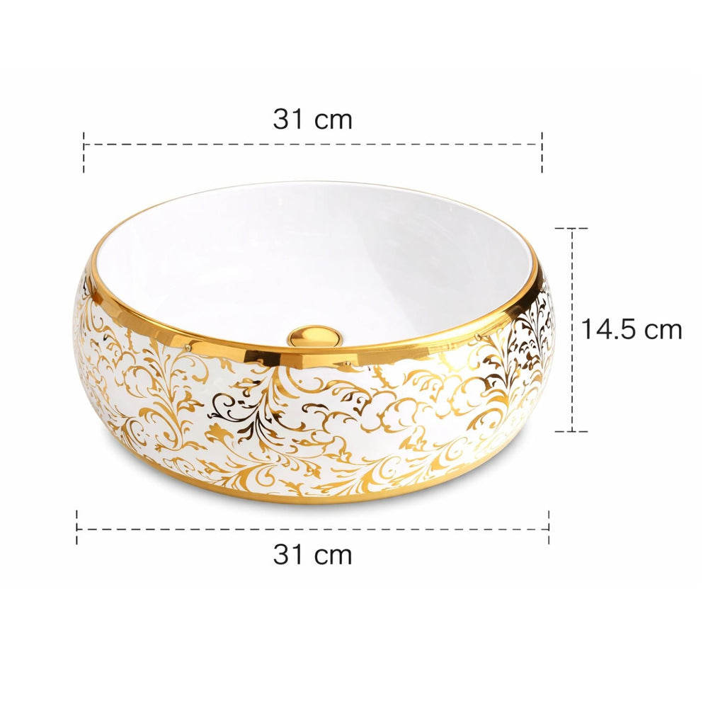 Lavamanos Donna Blanco y Dorado de 31 cm