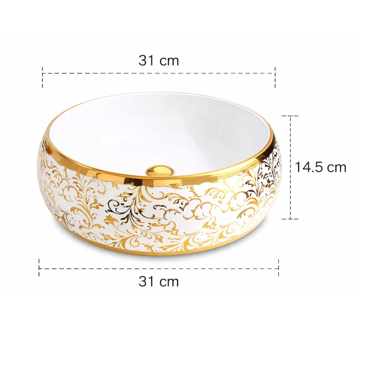 Lavamanos Donna Blanco y Dorado de 31 cm