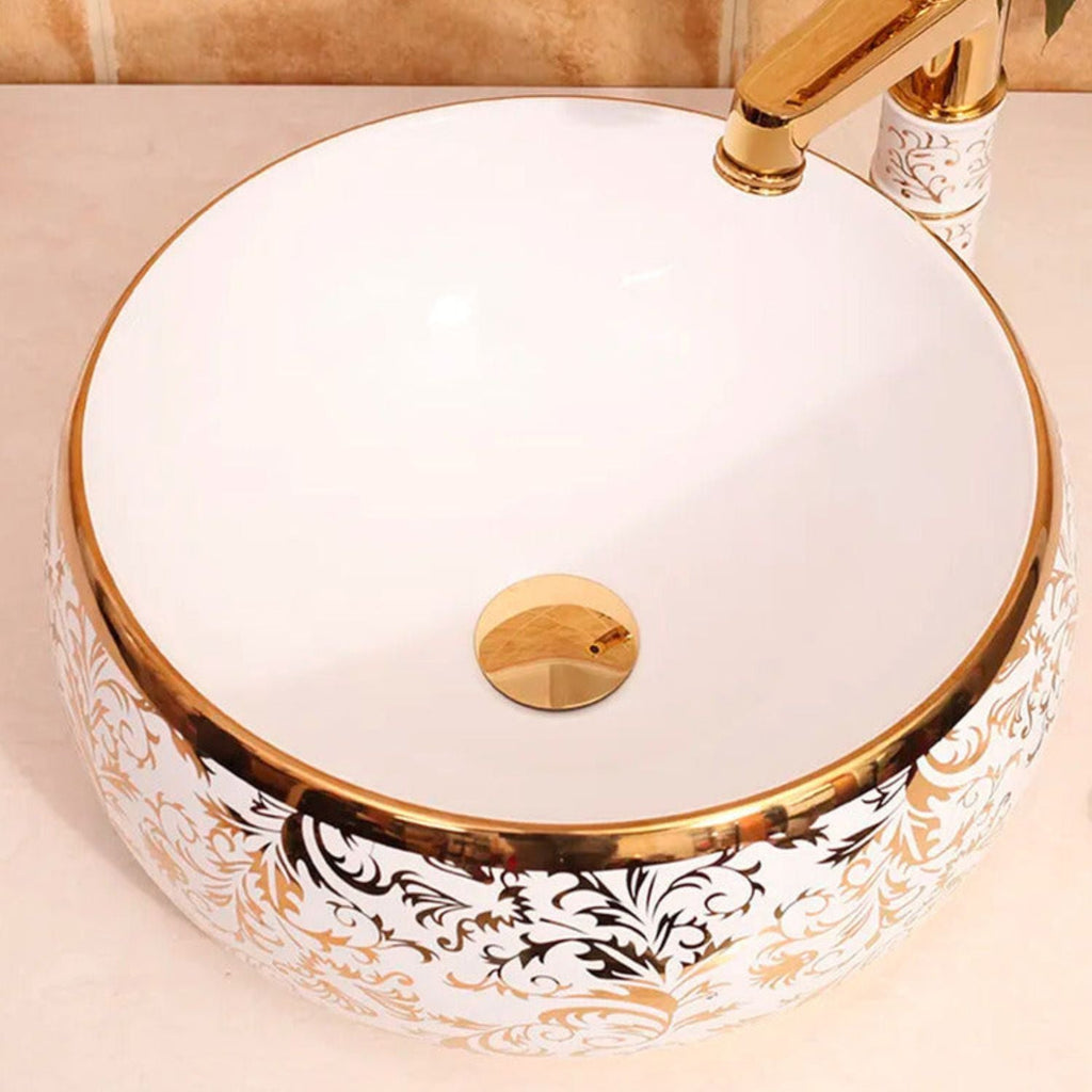 Lavamanos Donna Blanco y Dorado de 31 cm
