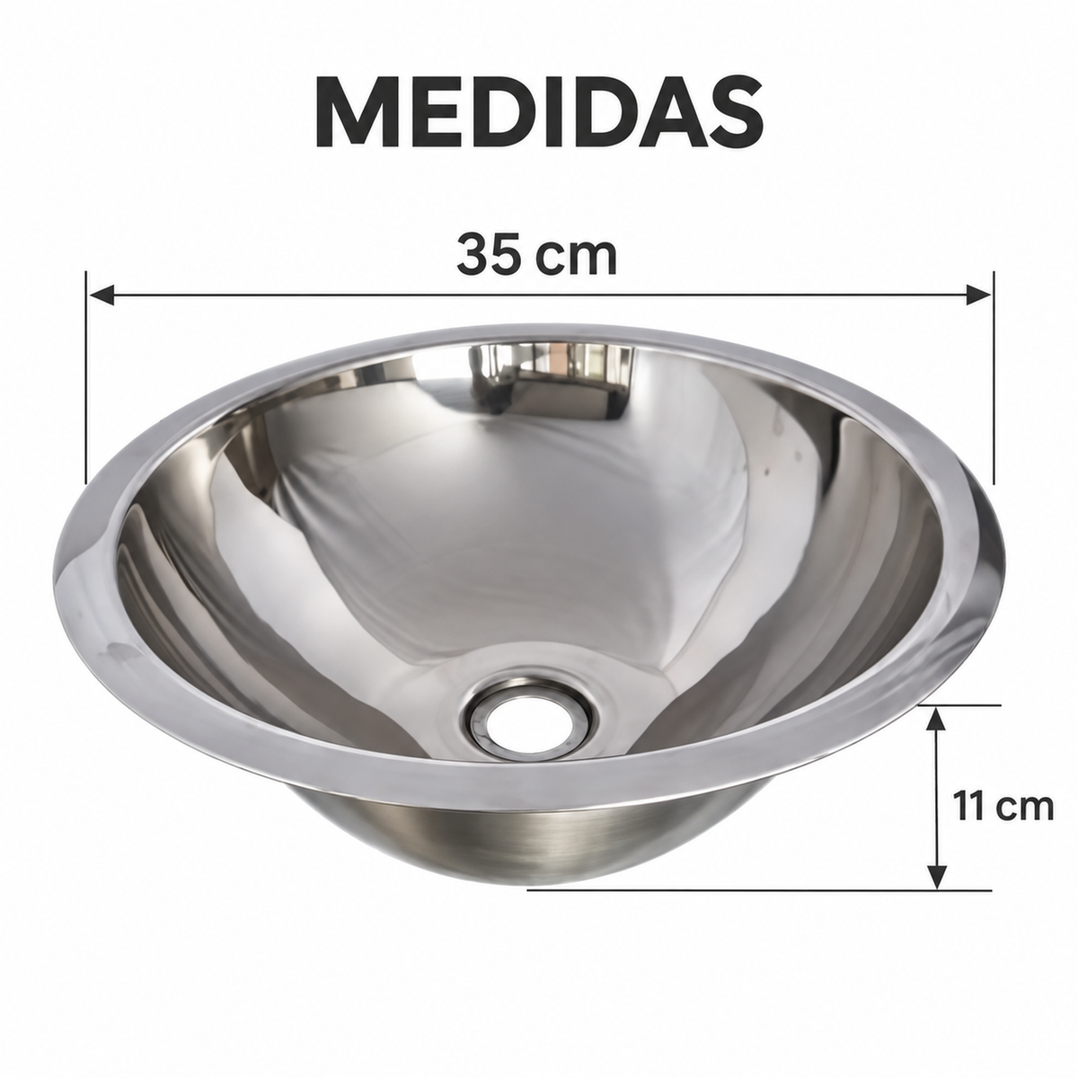 Medidas del lavamanos: 35 cm de diámetro y 11 cm de profundidad