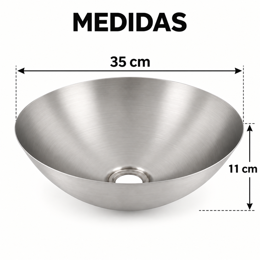 Medidas del lavamanos: 35 cm de diámetro y 11 cm de profundidad