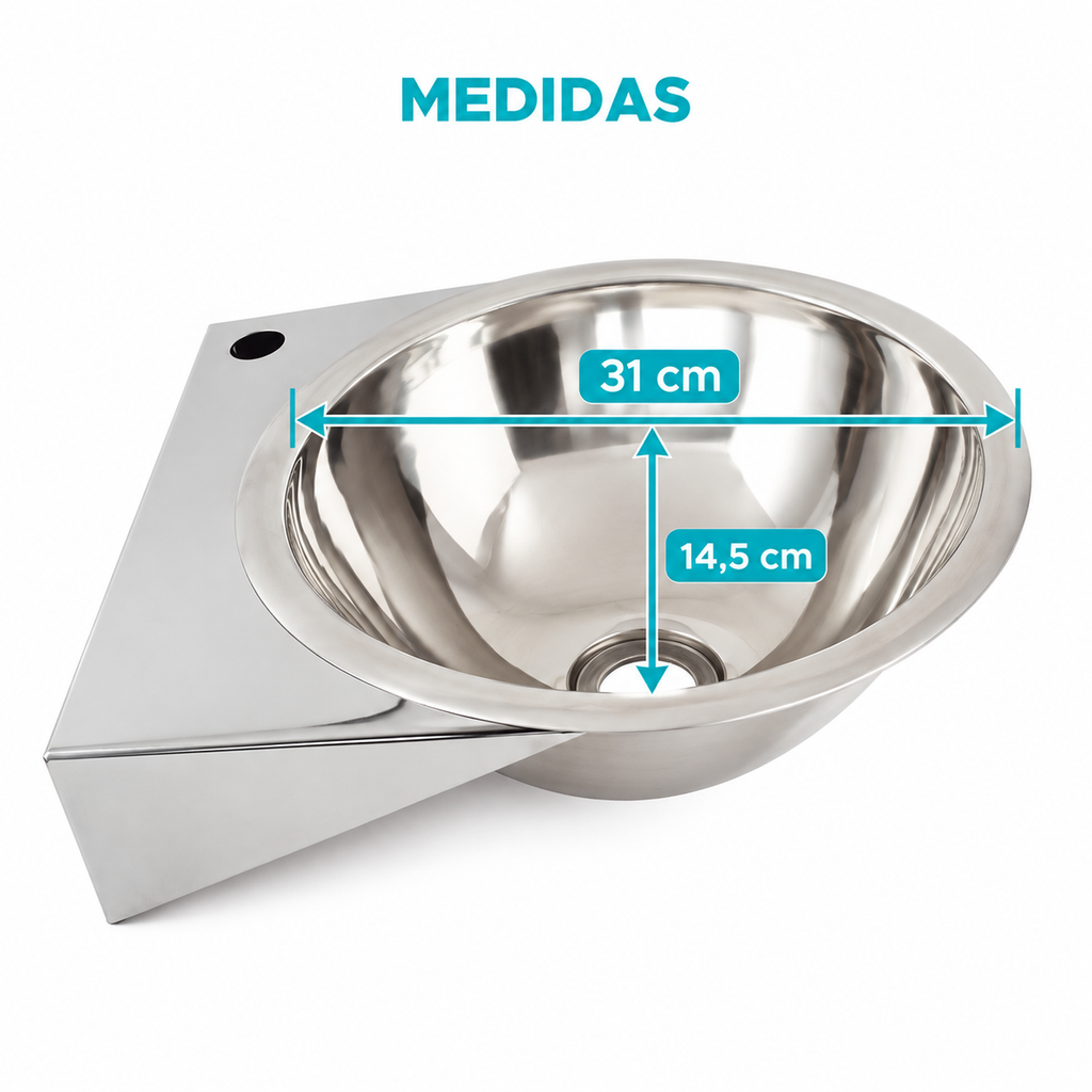 Medidas del lavamanos: 14,5 por 31 centímetros