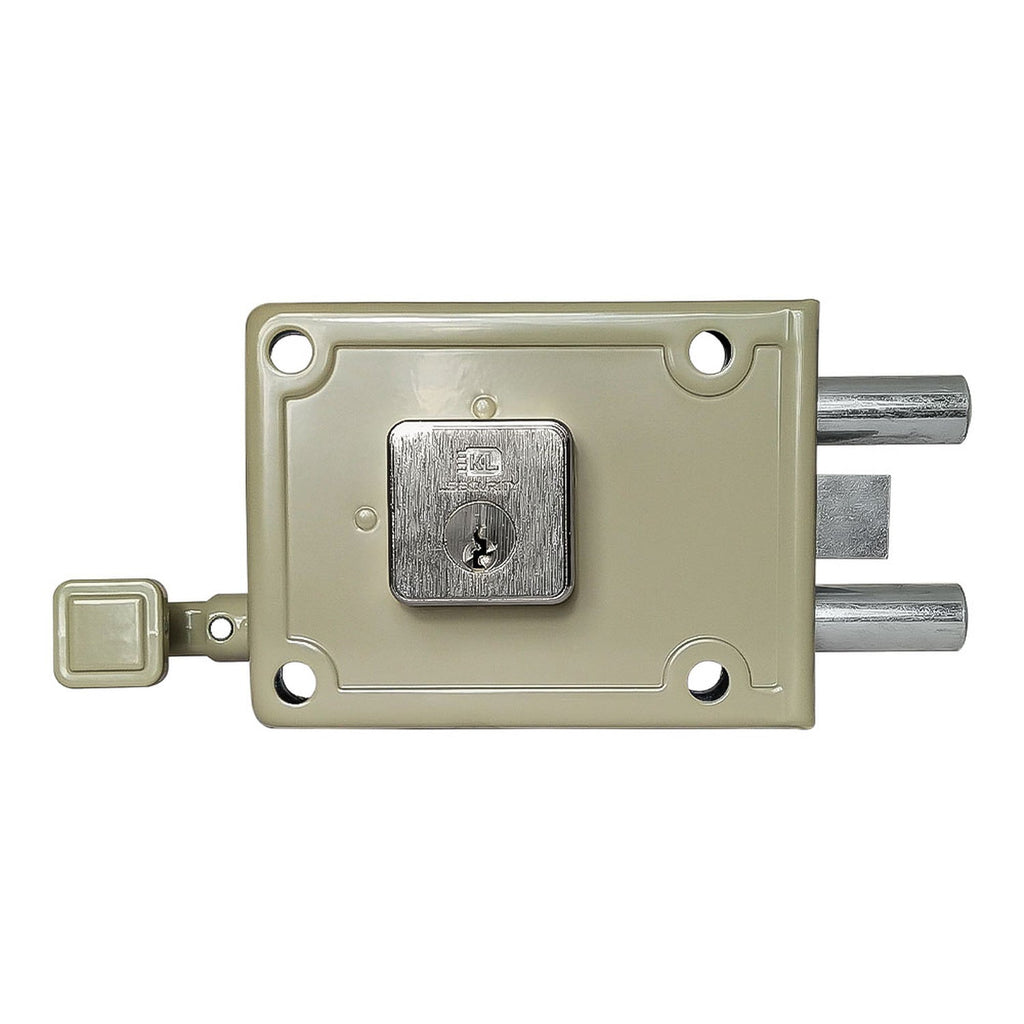 Vista oficial de cerradura de sobreponer doble pasador derecha 70 mm